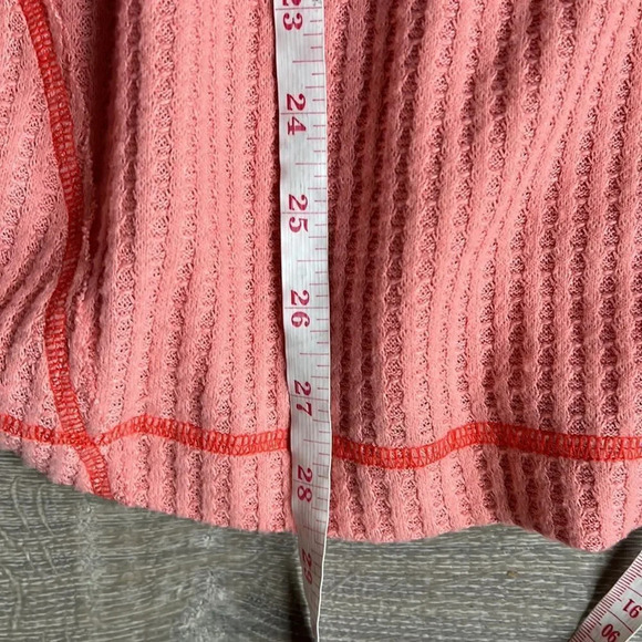 Free People We The Free Peach Thermal Lovin Leopard Thermal Top Print Cuffs - Picture 9 of 9